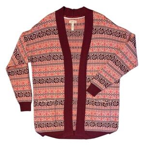 MATILDA JANE Harmony Open Sweater Knit Cardigan Burgundy Women’s Size Small